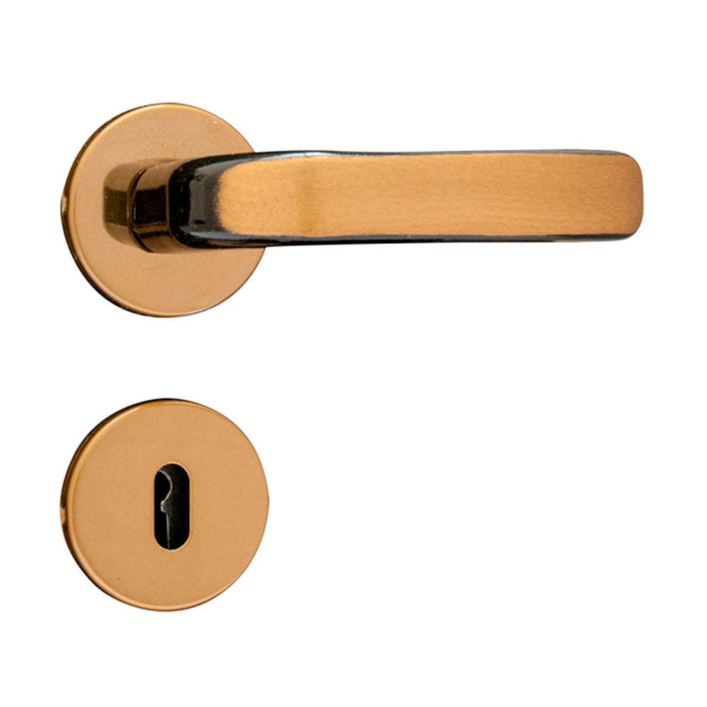 Fechadura interna de aço zamac Stilo com roseta bronze latonada MGM