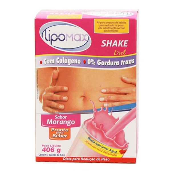 Encontraproduto.com.br - Shake Lipomax Diet Sabor Morango Com 7 Sachês De 58g