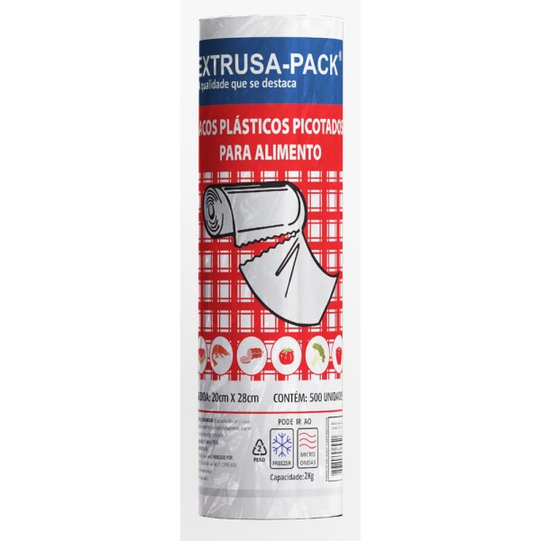 Encontraproduto.com.br - Saco Plástico Picotado Extrusa 20x28cm Com 500