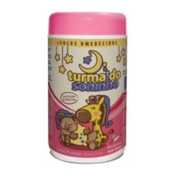 Encontraproduto.com.br - Lenço Umedecido Turma Soninho Pote Rosa 70 Unidades