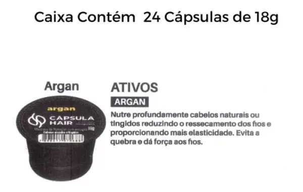 Encontraproduto.com.br - Máscara Capilar Cápsula Hair Milagrosos 3 Minutos Uma Vez 18g Argan