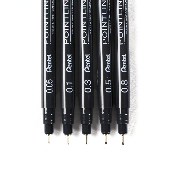 Encontraproduto.com.br - Kit de Caneta Nankin Pontliner Pentel 5 Pontas - Kitpointliner