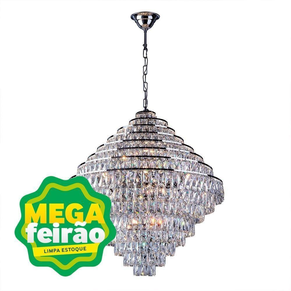 Lustre 18 Lâmpadas Florença Belle 80cmG9 20W Metal e Cristal Startec Cromado Bivolt