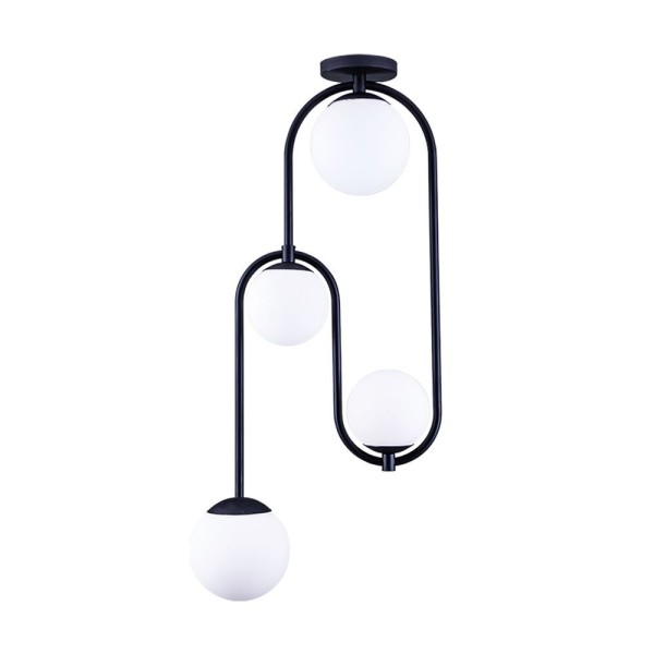 Encontraproduto.com.br - Plafon 4 Lâmpadas Florida 20W Alumínio e Vidro Startec 146000009 Preto Bivolt