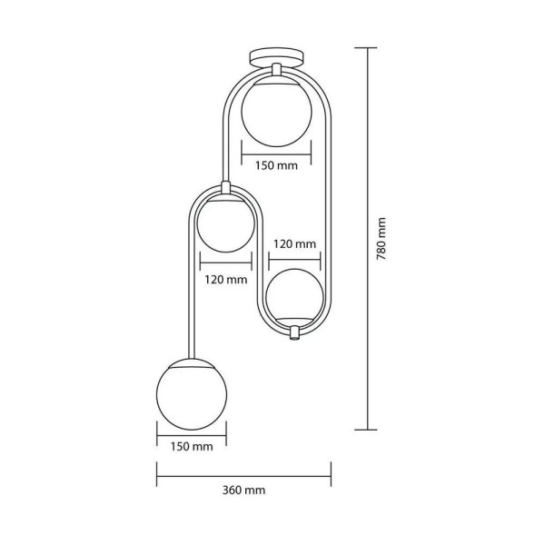 Encontraproduto.com.br - Plafon 4 Lâmpadas Florida 20W Alumínio e Vidro Startec 146000009 Preto Bivolt