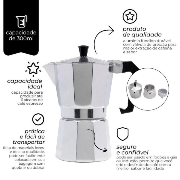 Encontraproduto.com.br - CAFETEIRA MIMO STYLE 300ML PRATA