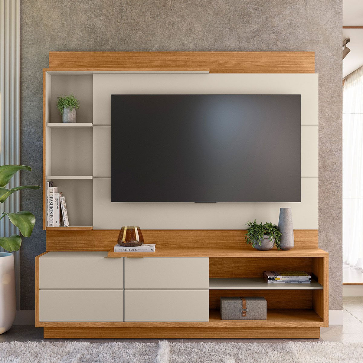 Encontraproduto.com.br - Estante Home para TV até 60 Polegadas 2 Portas Atlanta Linea Brasil