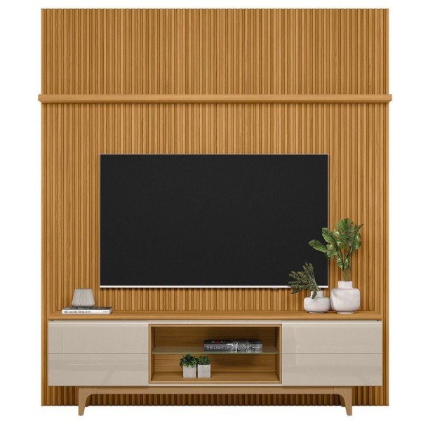 Encontraproduto.com.br - Rack com Painel para TV até 75 Polegadas 2 Portas Ripado mod 22 Miami Linea Brasil