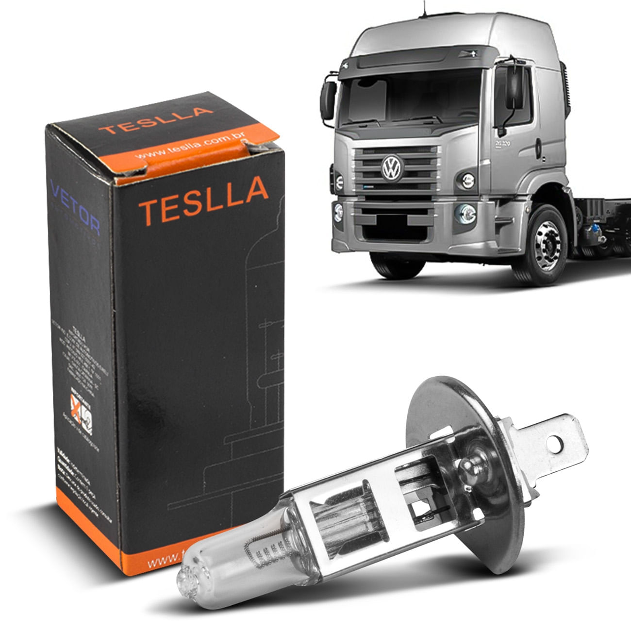 Lâmpada Automotiva Teslla Halógena H1 24V 70W Ônibus Caminhão Vetor TH1V