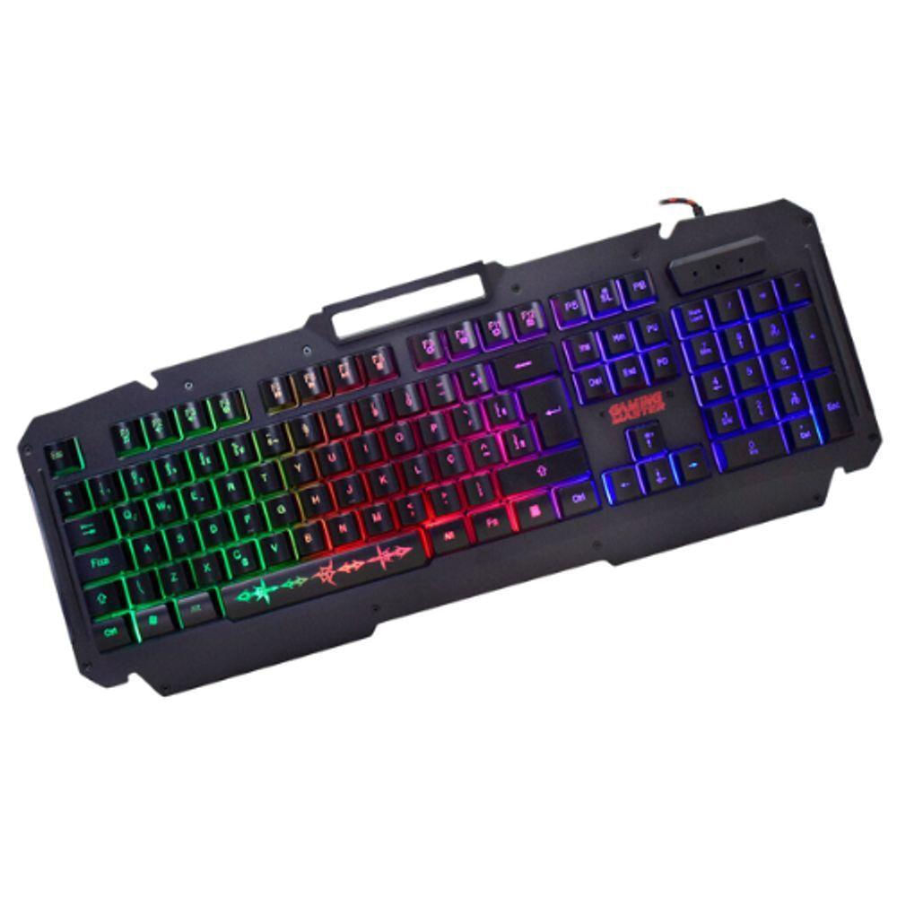 Encontraproduto.com.br - Teclado Gamer Kmj9 Semi Mecânico Shuriken Com 3 Efeitos Led Cor De Teclado Preto Idioma Português Brasil