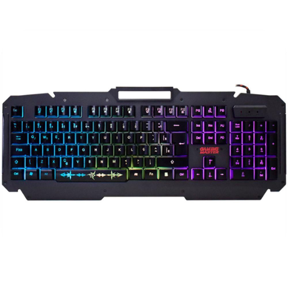 Encontraproduto.com.br - Teclado Gamer Kmj9 Semi Mecânico Shuriken Com 3 Efeitos Led Cor De Teclado Preto Idioma Português Brasil