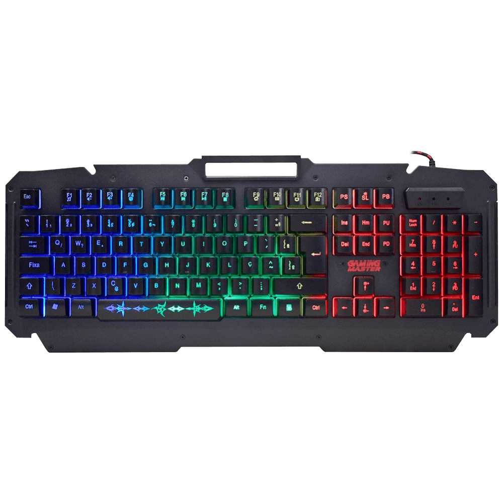 Encontraproduto.com.br - Teclado Gamer Kmj9 Semi Mecânico Shuriken Com 3 Efeitos Led Cor De Teclado Preto Idioma Português Brasil