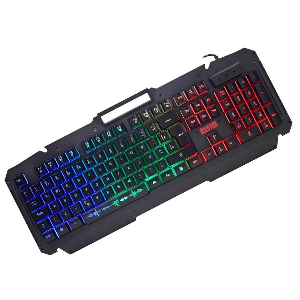 Encontraproduto.com.br - Teclado Gamer Kmj9 Semi Mecânico Shuriken Com 3 Efeitos Led Cor De Teclado Preto Idioma Português Brasil