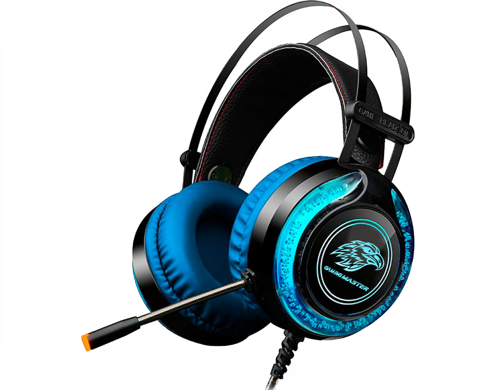 Headset K-Mex Gamer Ars9 Led Rgb Com Microfone Preto/Azul