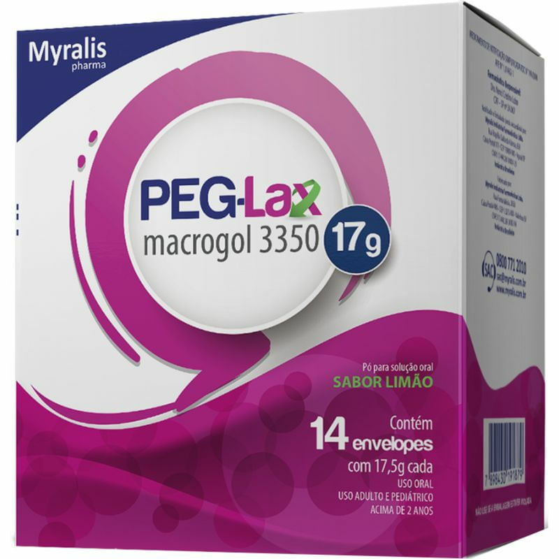 Encontraproduto.com.br - Peg-Lax 17g Pó Para Solução Oral Sabor Limão 14 Envelopes