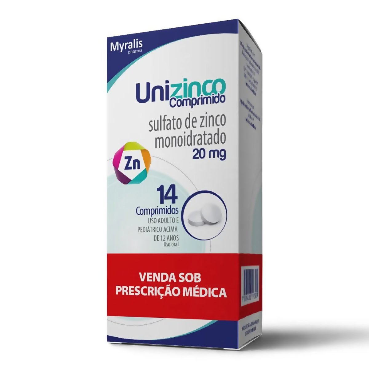 Encontraproduto.com.br - Unizinco 20MG Comprimido - Caixa com 14 Comprimidos