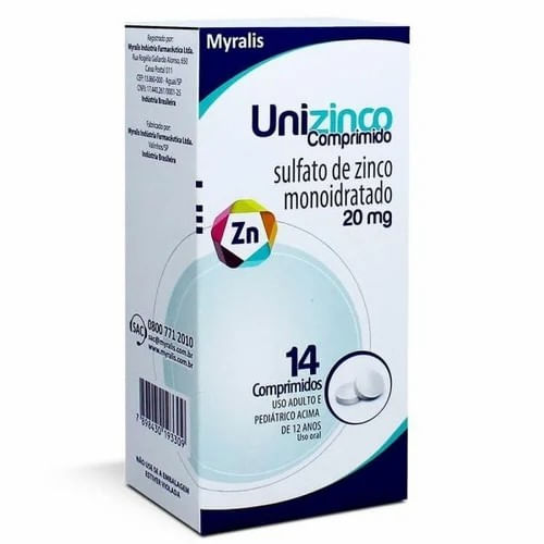 Encontraproduto.com.br - Unizinco 20MG Comprimido - Caixa com 14 Comprimidos