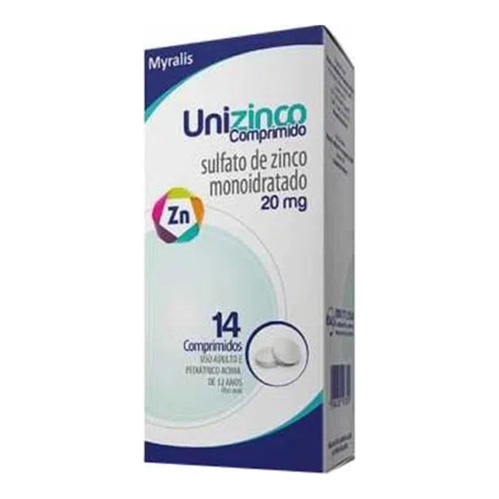 Encontraproduto.com.br - Unizinco 20MG Comprimido - Caixa com 14 Comprimidos