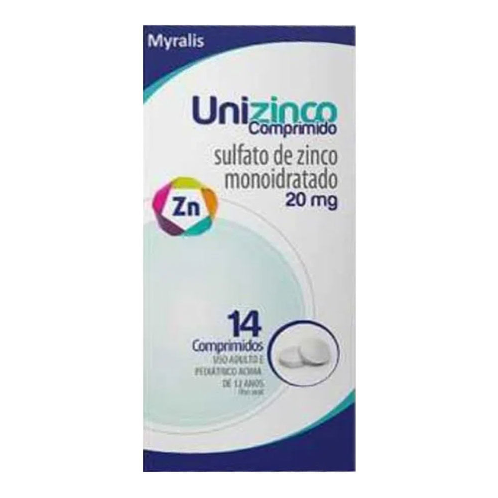 Encontraproduto.com.br - Unizinco 20MG Comprimido - Caixa com 14 Comprimidos