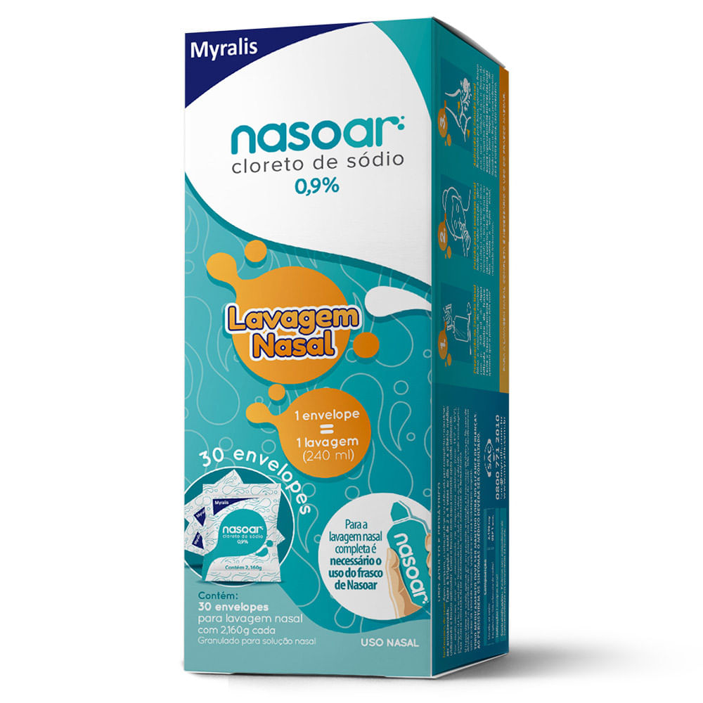 Encontraproduto.com.br - Refil Nasoar 0,9% Granulado Para Solução Nasal 30 Envelopes