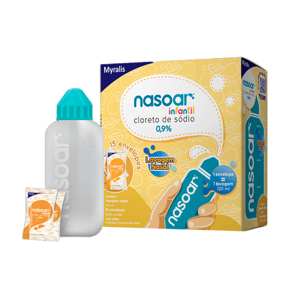 Encontraproduto.com.br - Nasoar Infantil Com 15 Envelopes 0,9% + Aplicador