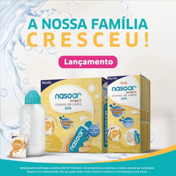 Encontraproduto.com.br - Nasoar Infantil Com 15 Envelopes 0,9% + Aplicador