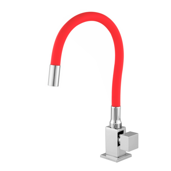 Encontraproduto.com.br - Torneira de Mesa para Cozinha 8020 C80 Flex Red Quad Cromada - LIDER METAIS