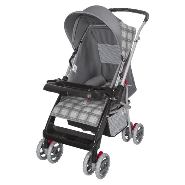 Encontraproduto.com.br - Carrinho de Bebê Passeio Tutti Baby 4 Rodas 4 Posições  Suporta até 15kg Thor Cinza
