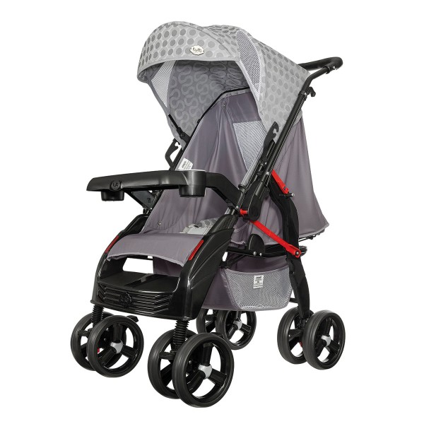 Encontraproduto.com.br - Carrinho de Bebê Passeio Tutti Baby 4 Rodas 4 Posições Suporta até 15Kg Upper Cinza