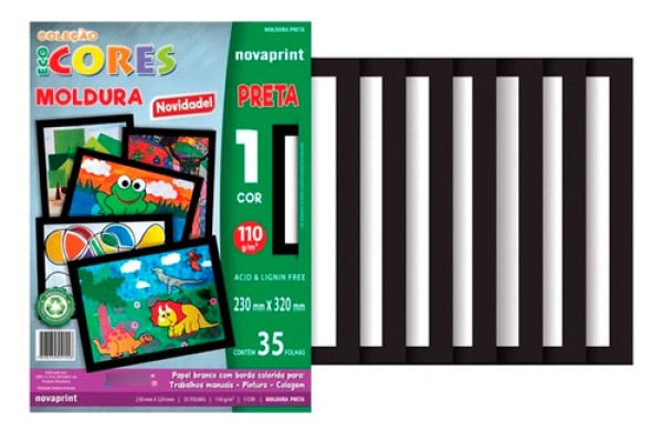 Bloco Ecocores Moldura Preta 23x32 Com 35 Folhas - Novaprint