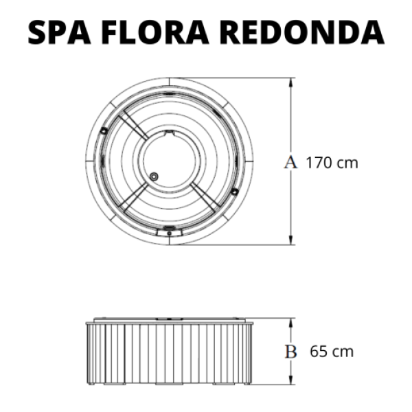 Encontraproduto.com.br - SPA Flora Redonda Top Line Linha Relex 09.0616-T 5 Lugares 172x68cm Branco Ouro Fino