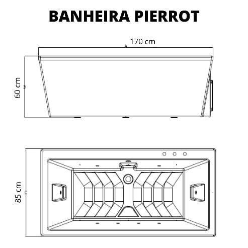 Banheira Pierrot 170 Imersão Contemporanea Linha Relex 09.9280-I 180x97cm Branco Ouro Fino