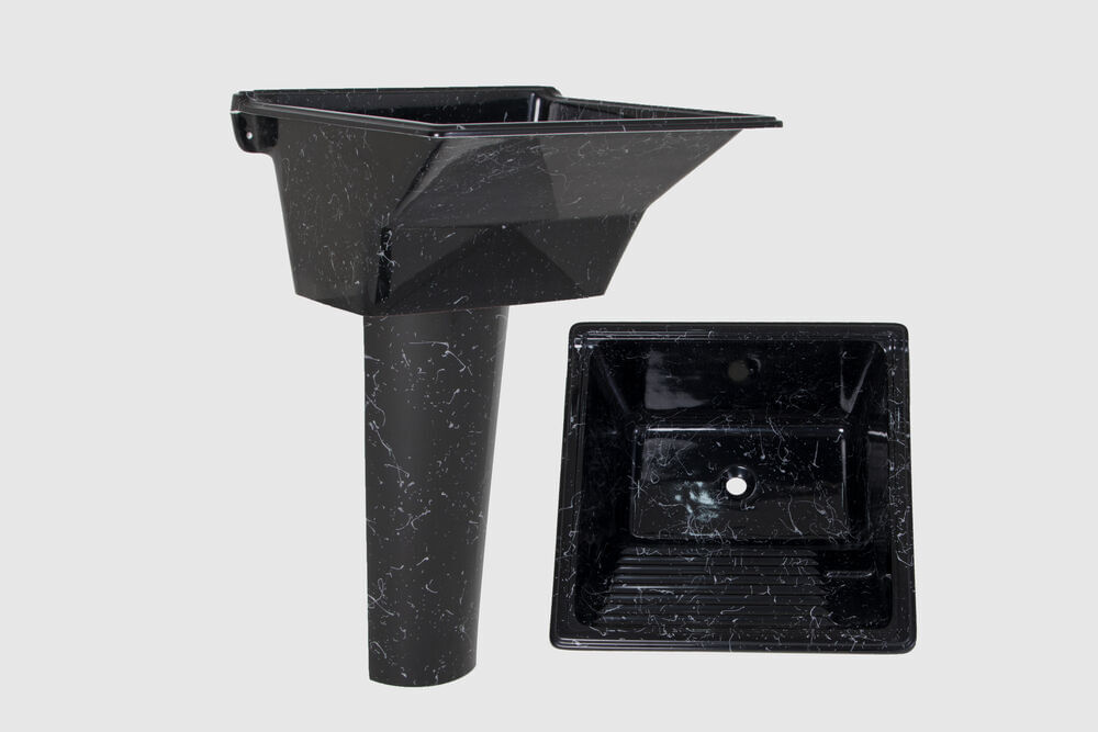 Encontraproduto.com.br - Tanque Marmorite 40l com Coluna Preto Hidrofama