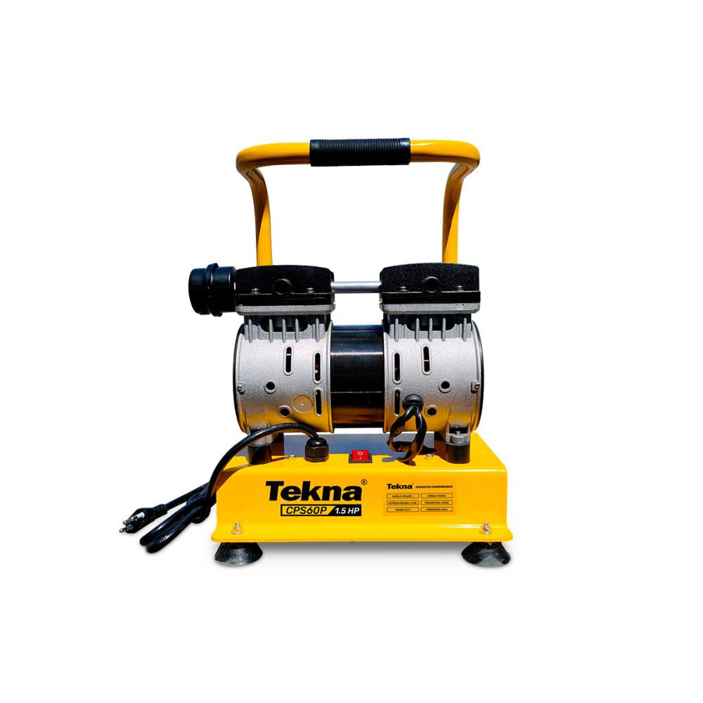 Encontraproduto.com.br - Compressor de Ar Silencioso 1,5Hp Isento de Oleo Cps60P 220V/60Hz Sem Reservatorio Motor Elétrico Tekna