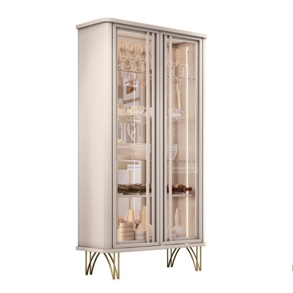 Encontraproduto.com.br - Cristaleira Hb Móveis Evora 2 Portas De Vidro Off White