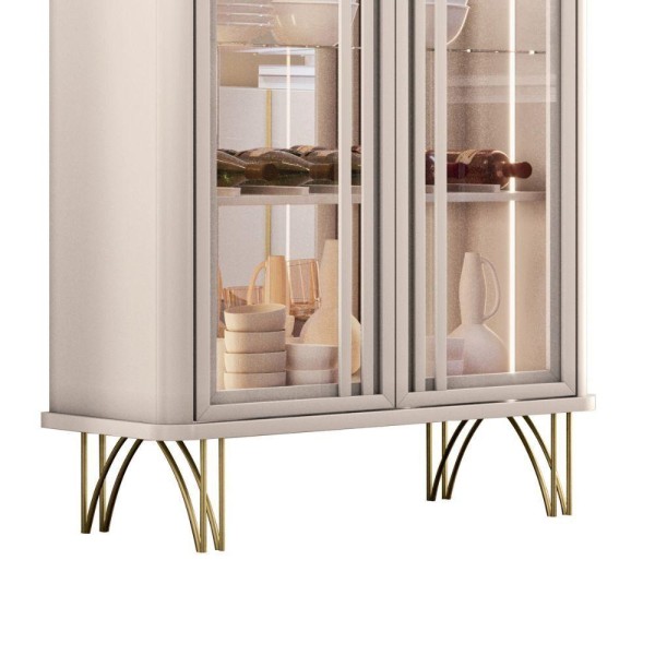 Encontraproduto.com.br - Cristaleira Hb Móveis Evora 2 Portas De Vidro Off White