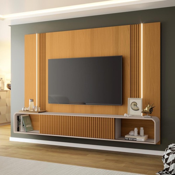 Encontraproduto.com.br - Painel para TV até 85 Polegadas com LED 2 Portas de Correr Empire HB Móveis