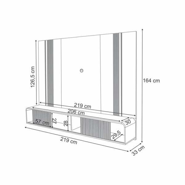 Encontraproduto.com.br - Painel para TV até 85 Polegadas com LED 2 Portas de Correr Empire HB Móveis