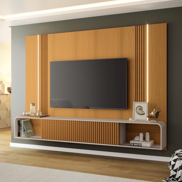 Encontraproduto.com.br - Painel para TV até 85 Polegadas com LED 2 Portas de Correr Empire HB Móveis