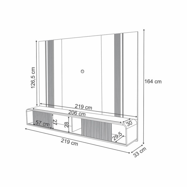 Encontraproduto.com.br - Painel para TV até 85 Polegadas com LED 2 Portas de Correr Empire HB Móveis