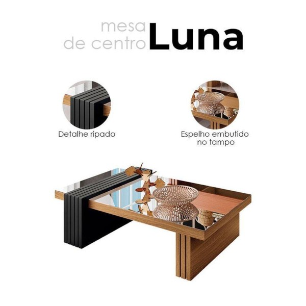 Encontraproduto.com.br - Mesa De Centro Hb Luna Com Espelho Freijo-preto