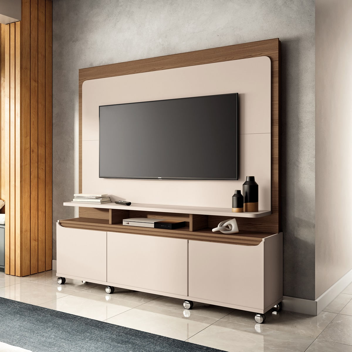 Estante Home para TV até 70 Polegadas 2 Portas 1 Gaveta Quantum HB Móveis