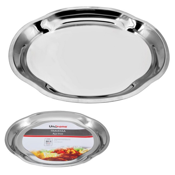 Encontraproduto.com.br - Travessa Oval em Aço Inox 51 cm Uny Home