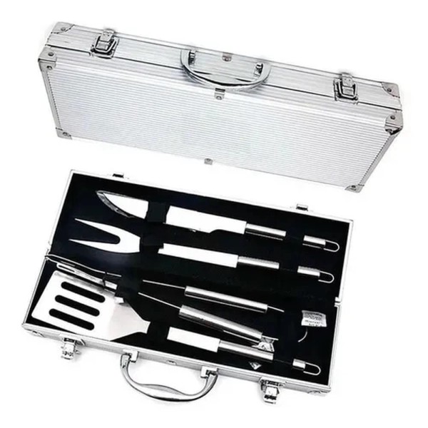 Kit Churrasco Com 4 Peças E Maleta Em Aço Inox - Unygift