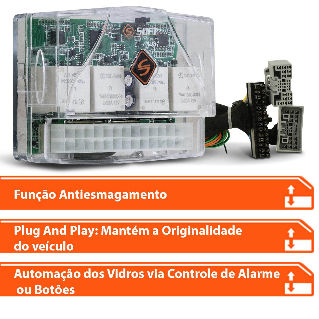 Encontraproduto.com.br - Módulo Vidro Elétrico Compatível City Fit 2014 a 2019 WRV 2018 2019 4 Portas Plug and Play Soft AW54