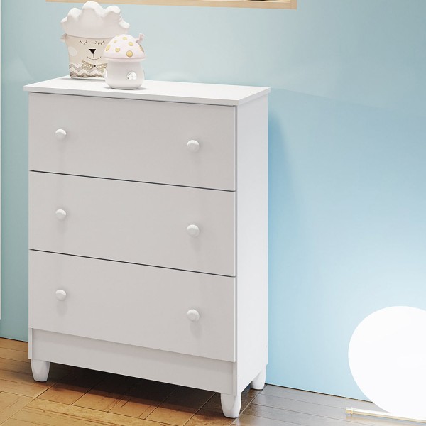 Encontraproduto.com.br - Cômoda Infantil 3 Gavetas Bianca Branco Carolina Baby