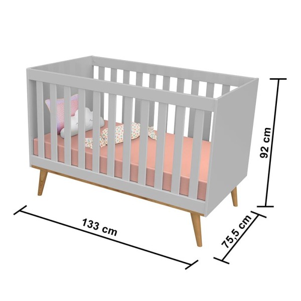 Encontraproduto.com.br - Berço Americano Retro Cinza Fosco Com Bétula 2