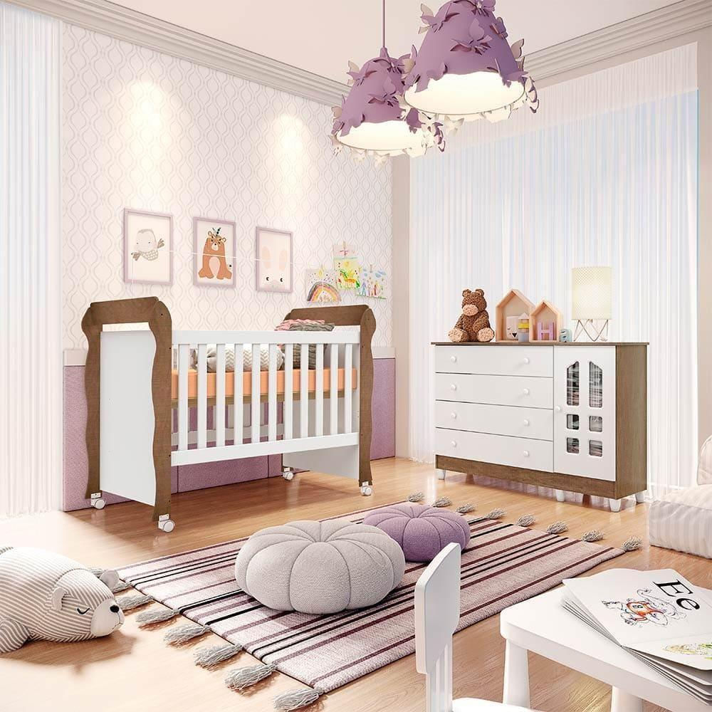 Kit Bebê Cômoda C/Fraldário Gran Berço Mini Cama Branco Amad