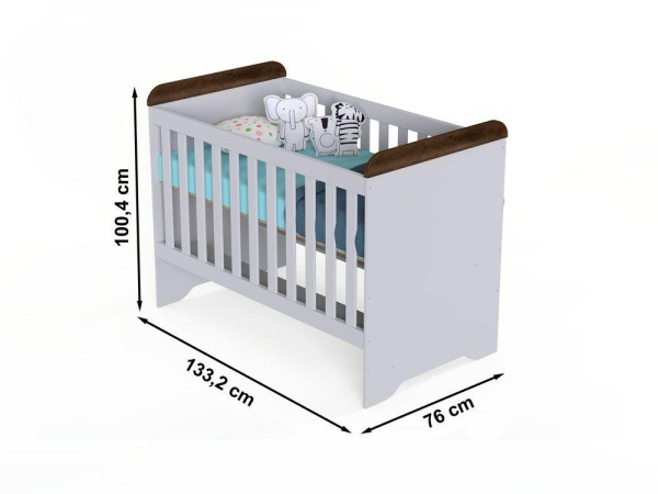 Encontraproduto.com.br - Quarto de Bebê Cômoda 4 Gavetas com Porta Ariel Berço 3 em 1 Gabrielle Br Amadeirado Carolina Baby