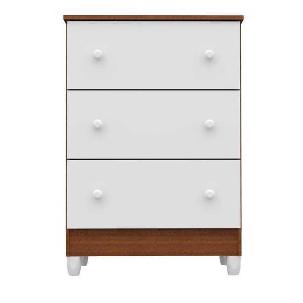 Encontraproduto.com.br - Quarto Infantil Guarda Roupa 3 Portas Cômoda 3 Gavetas Bianca Berço 3 em 1 com Colchão Lara Branco Amadeirado Carolina Baby